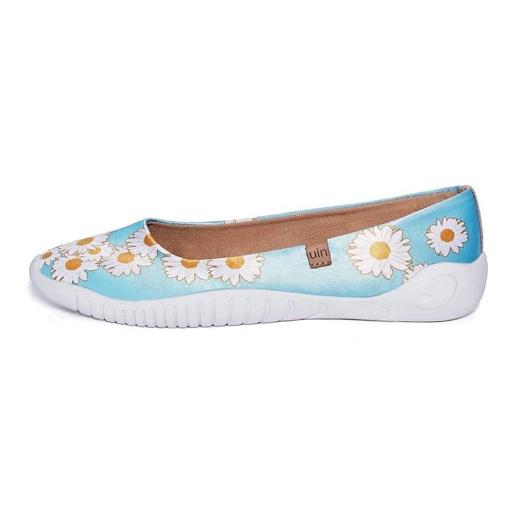 UIN Women's Ballet Flats Slip On Pointed Toe Casual Loafers (Daisy Dew- Menorca) - Picture 3 of 9